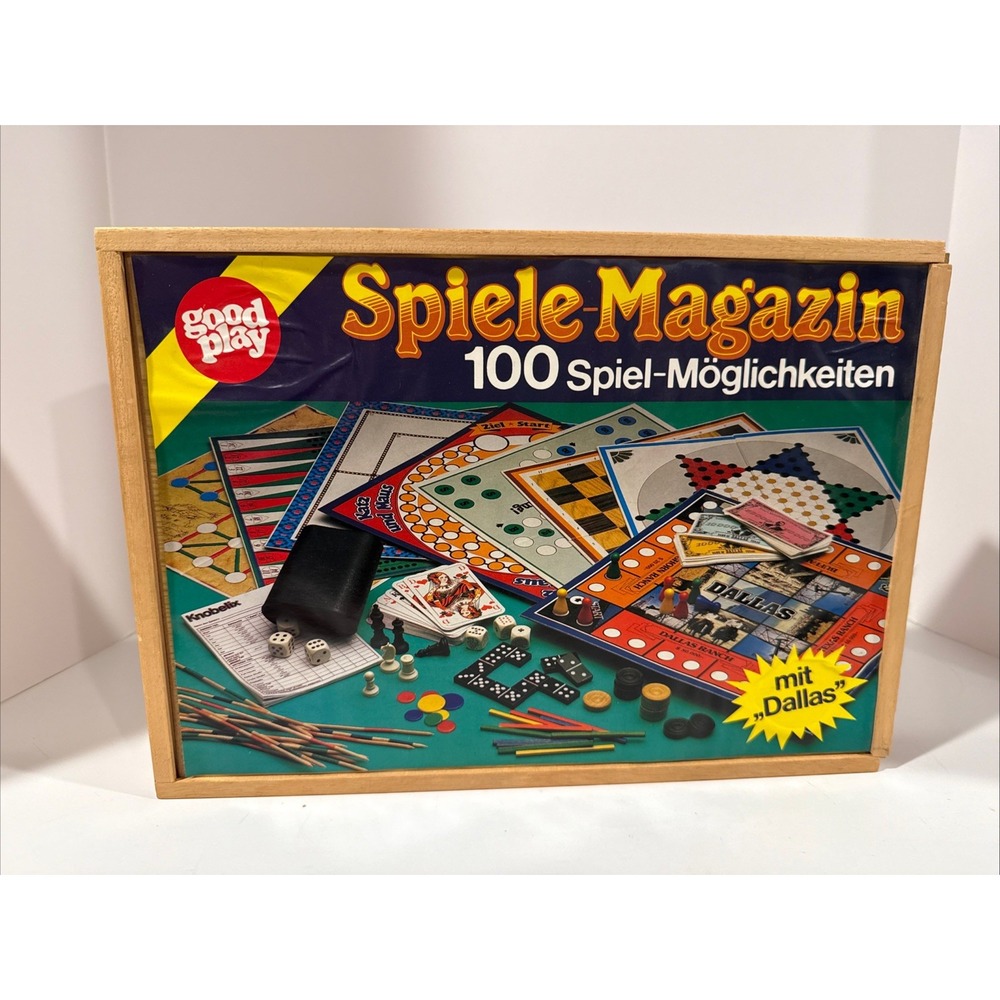 Vintage German Board‎ Game Set In Wood Box Ravensburger Spiele Magazin w/ Dallas